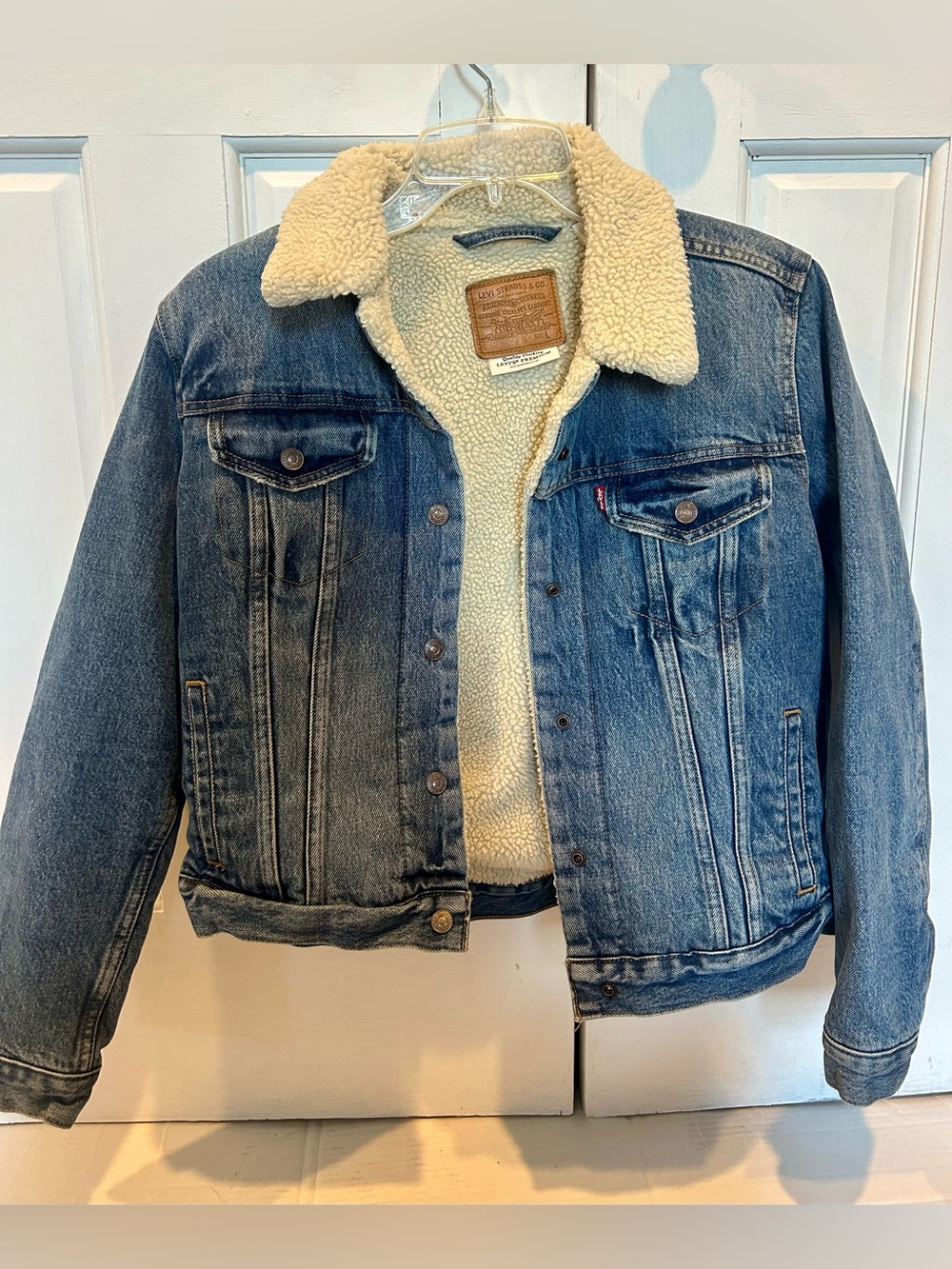 Levi's Blue Denim Jacket with Cream Sherpa Lining